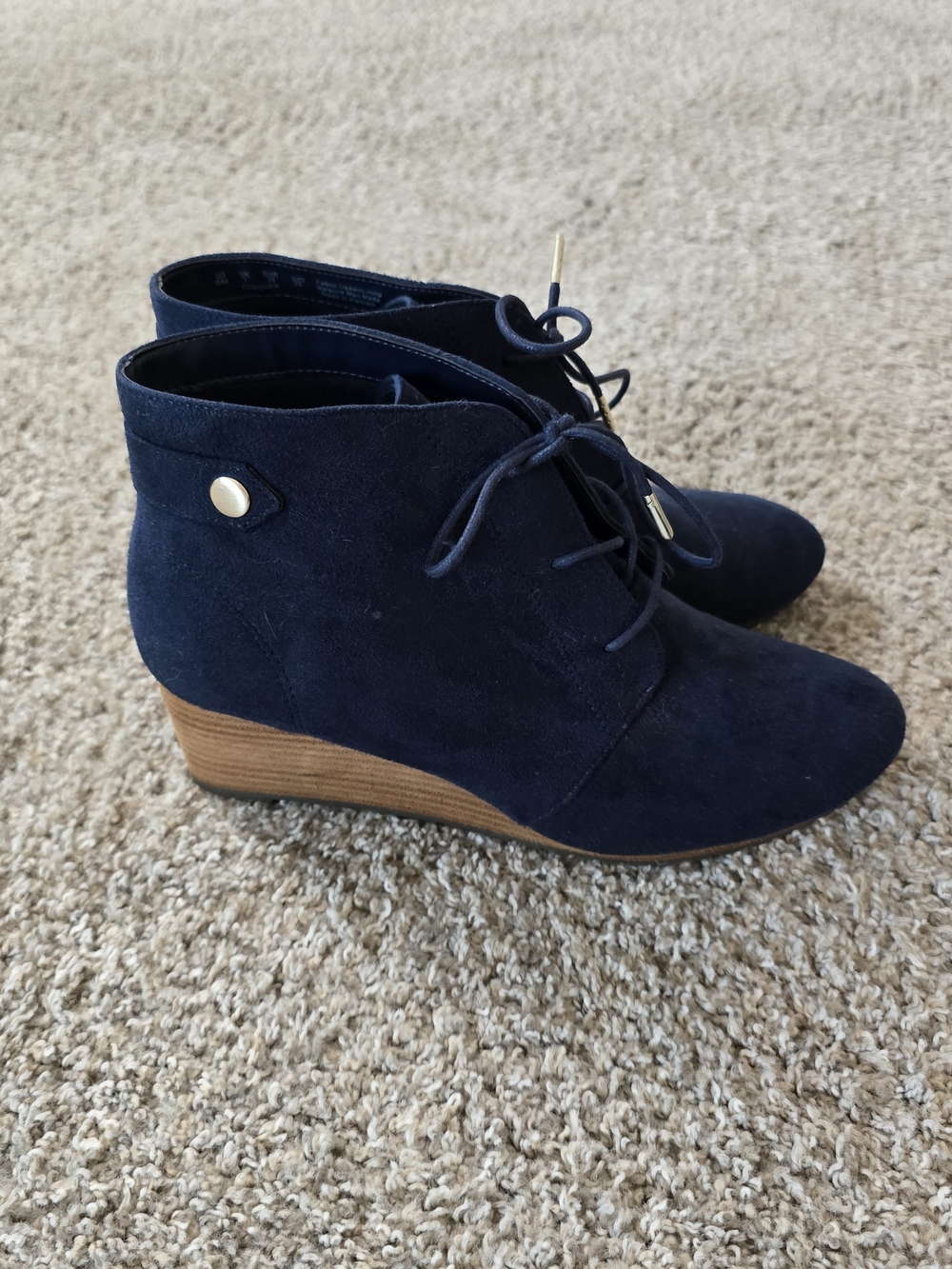 Dr. Scholl's Conquer BE Energized Womens Blue LaceUp Wedge Ankle Bootie US 9 NEW